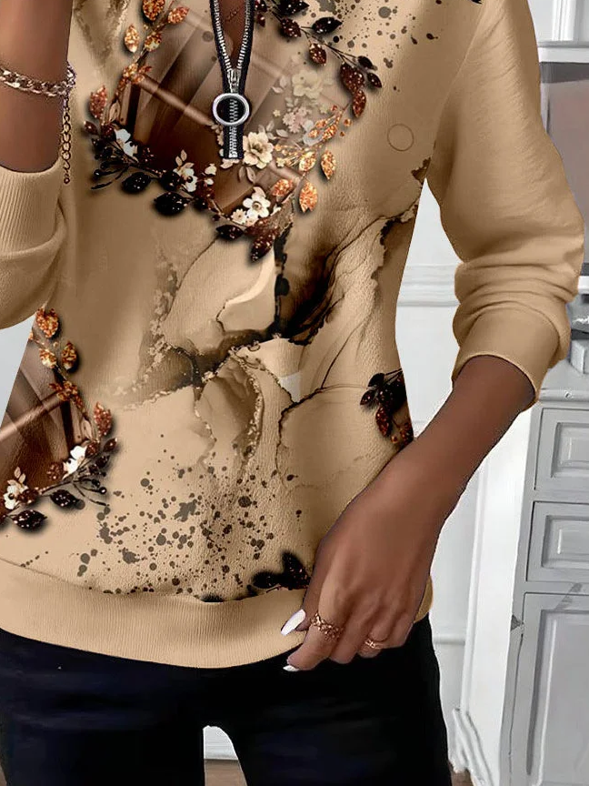 Women Abstract Crew Neck Long Sleeve Casual Daily Spring/Fall Sweatshirt