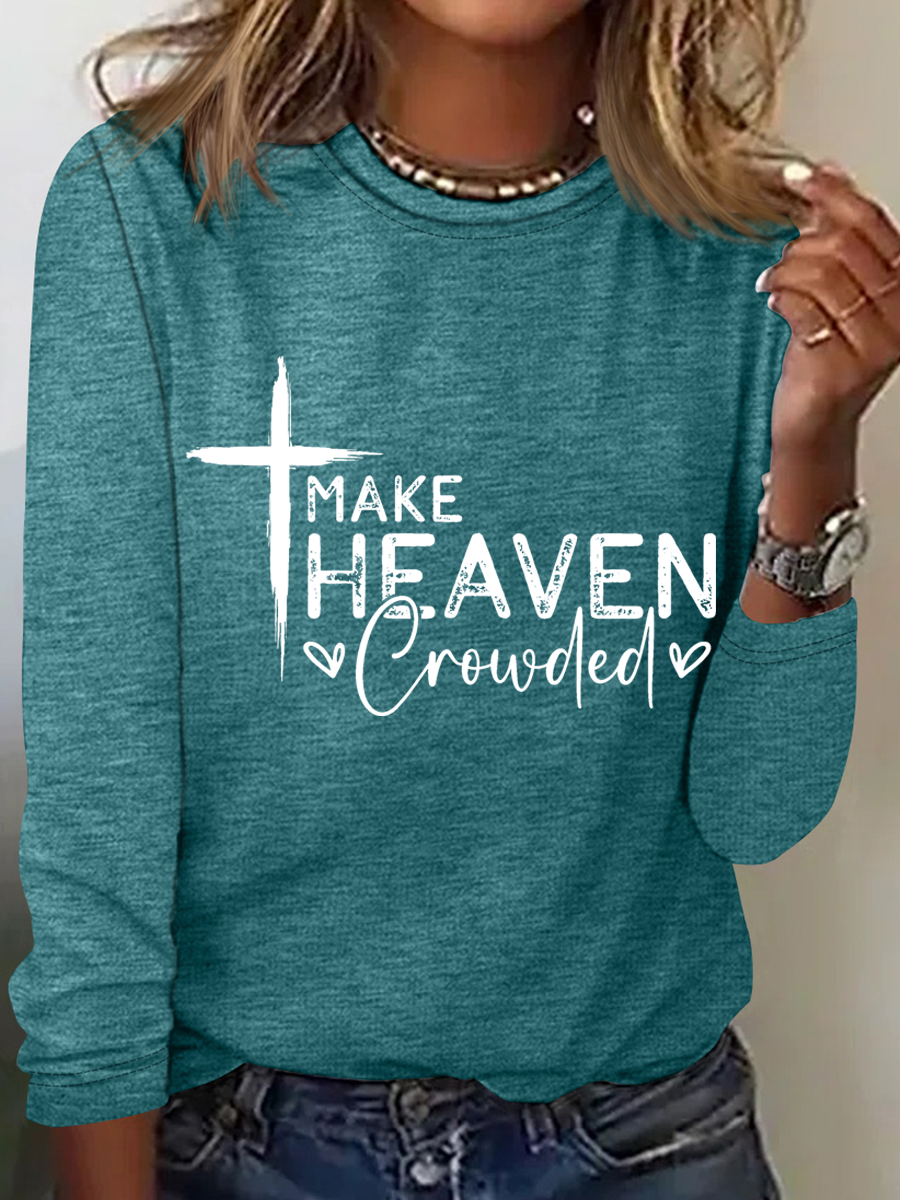 Women Text Letters Crew Neck Cotton Long Sleeve Casual Daily Spring/Fall T-shirt