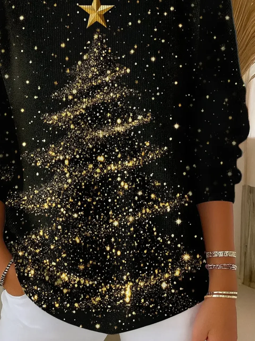 Women Christmas Crew Neck Long Sleeve Casual Daily Spring/Fall Sweater