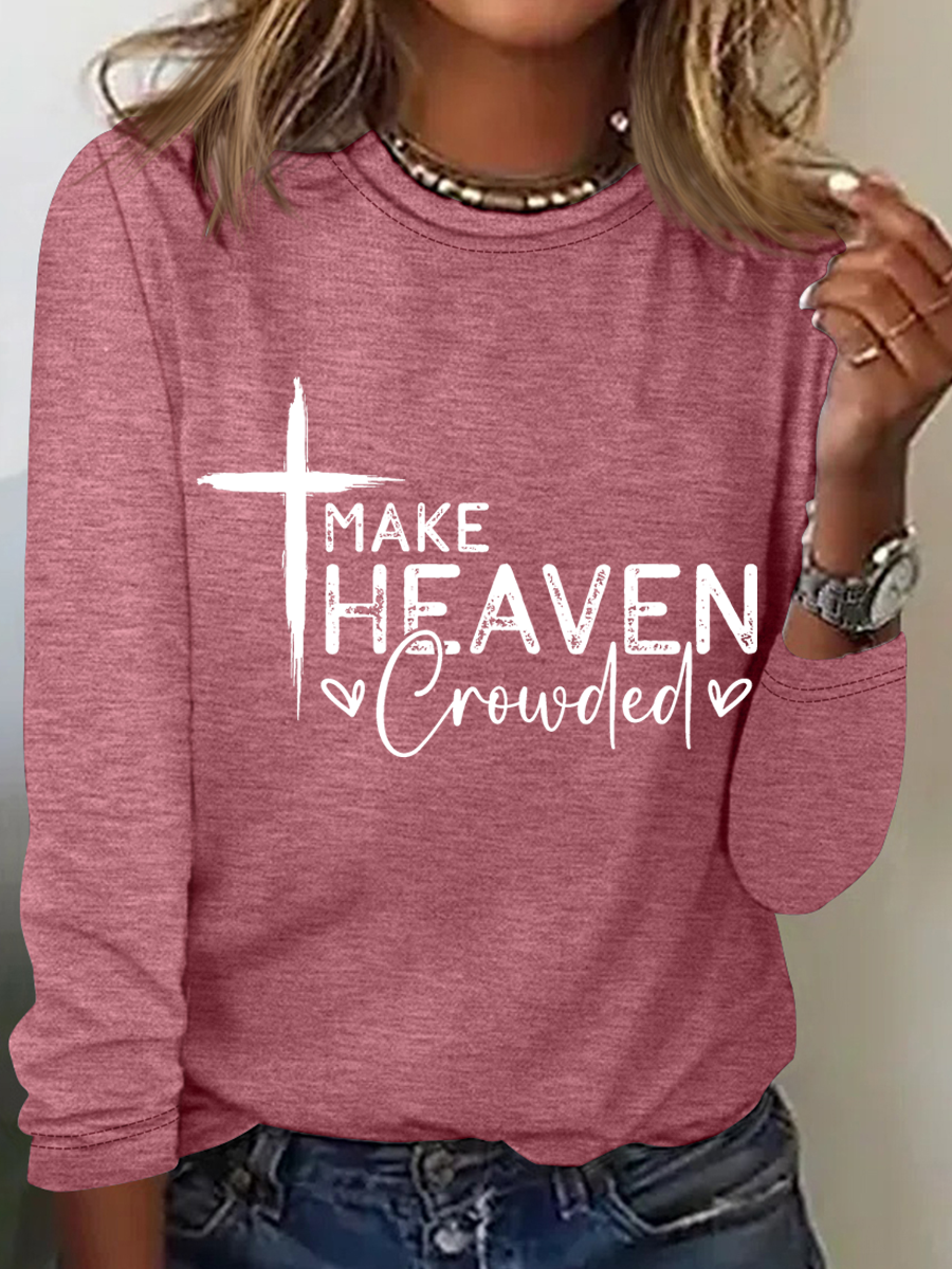 Women Text Letters Crew Neck Cotton Long Sleeve Casual Daily Spring/Fall T-shirt