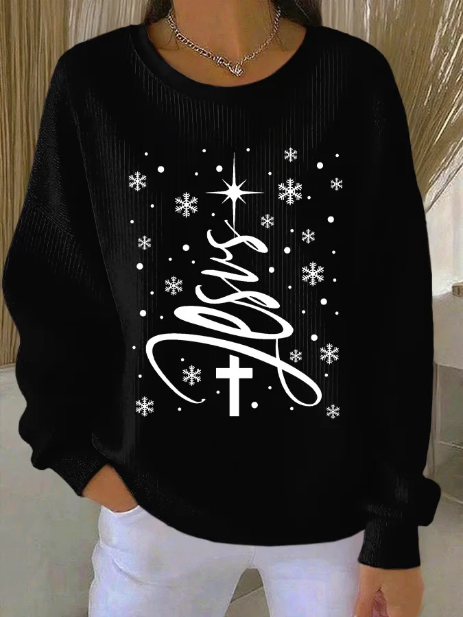 Women Christmas Crew Neck Long Sleeve Casual Holiday Spring/Fall Sweatshirt