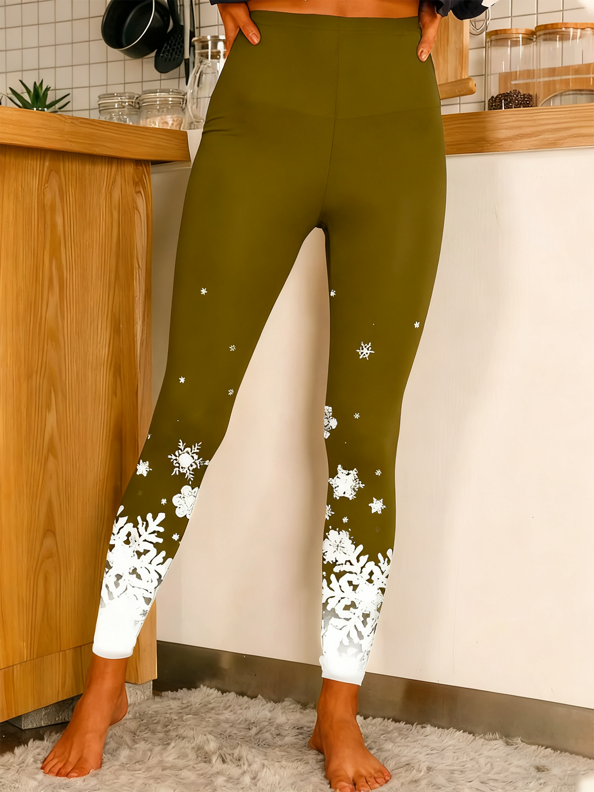 Snowflake Gradient Christmas Regular Fit Leggings Yoga Leggings