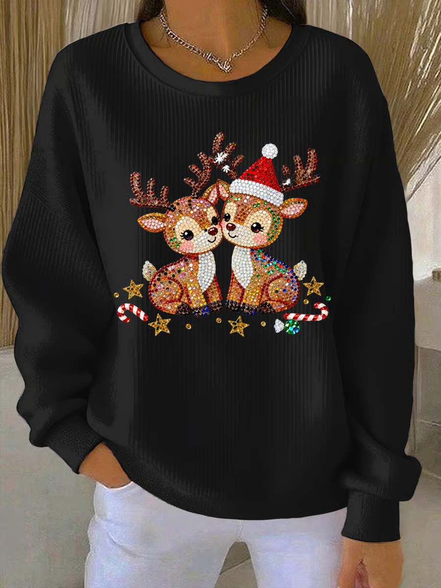 Women Christmas Crew Neck Long Sleeve Casual Holiday Spring/Fall Sweatshirt