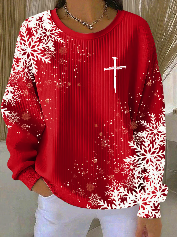 Women Christmas Crew Neck Long Sleeve Casual Holiday Spring/Fall Sweatshirt