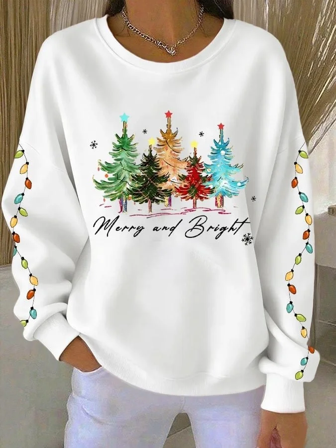 Women Christmas Crew Neck Long Sleeve Casual Daily Spring/Fall Sweatshirt