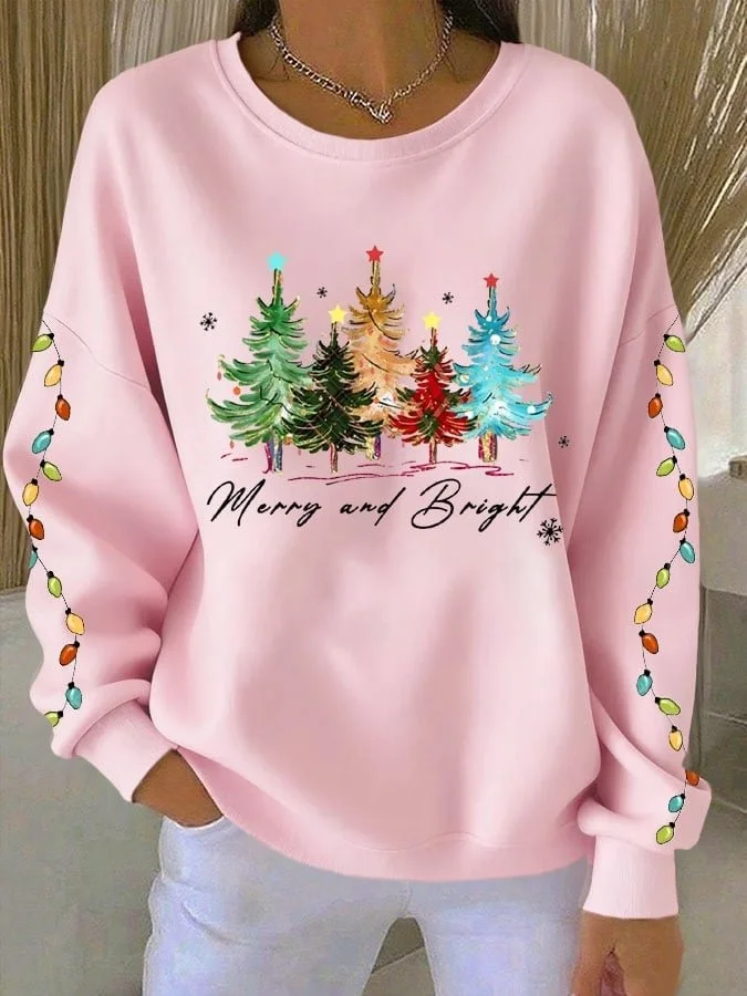 Women Christmas Crew Neck Long Sleeve Casual Daily Spring/Fall Sweatshirt