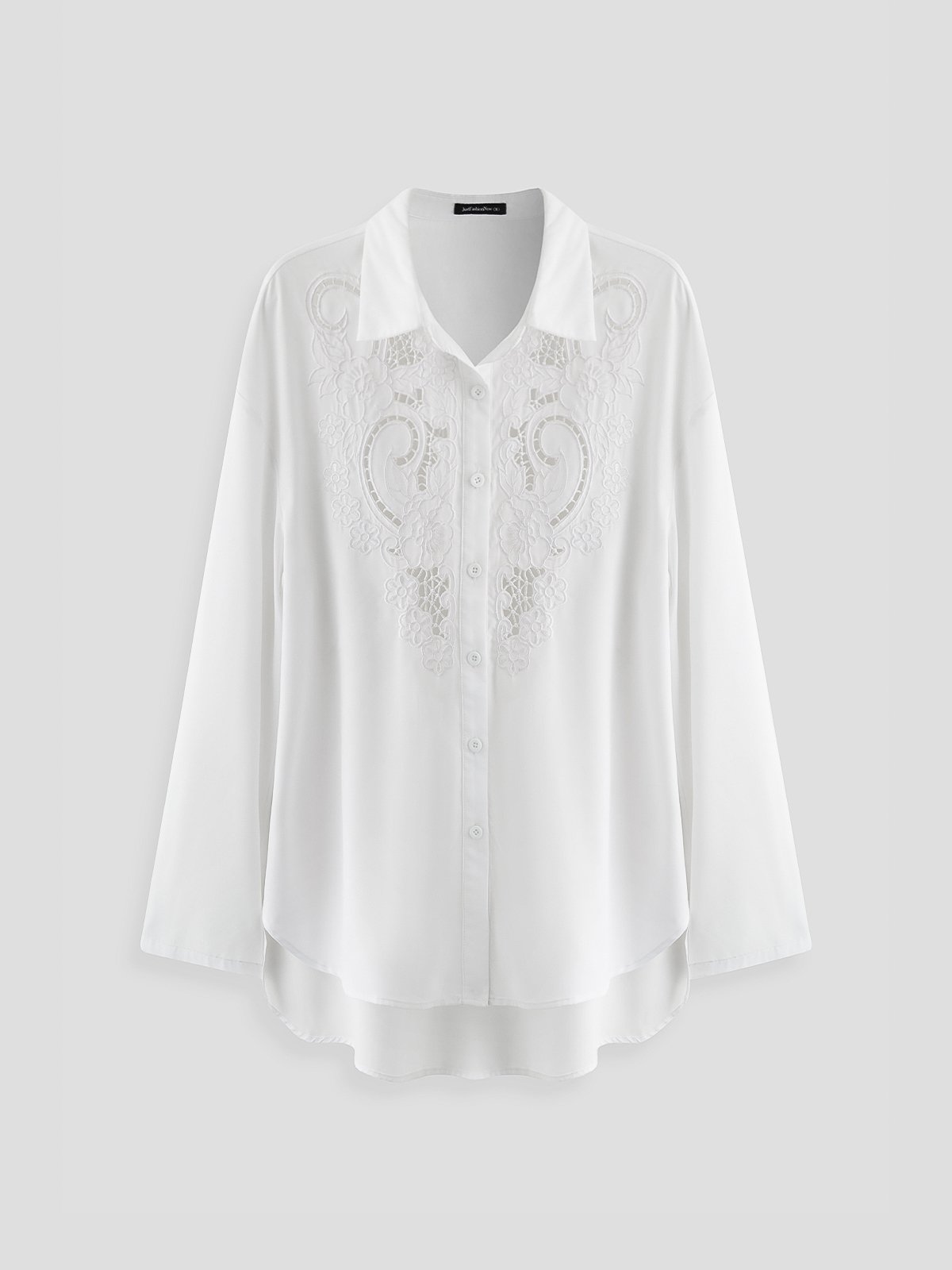 Lace Shirt Collar Casual Blouse