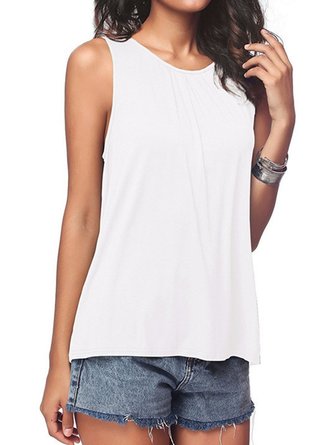 Women's Casual Summer Cotton-Blend 9 Colors Sleeveless Solid Tanks