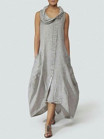 Women Summer Dresses Cocoon Daily Paneled Solid Dresses