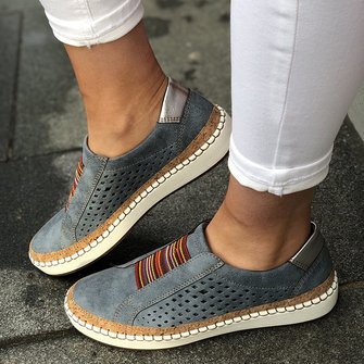 2020 New Women Casual Slide Hollow-Out Round Toe Flat Slip-On Sneakers