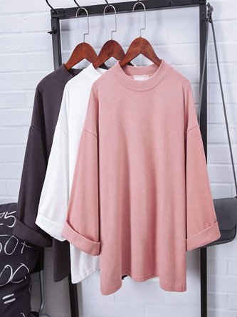 Summer Casual Crew Neck Solid T-Shirt