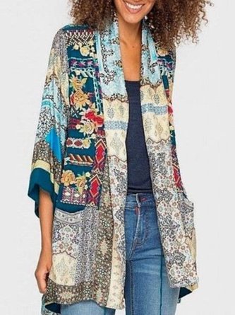 Plus Size Long Sleeve Statement Printed Outerwear