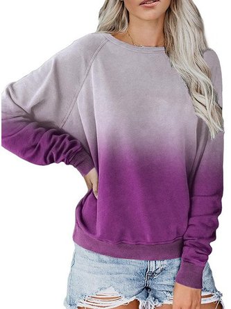 Women Ombre Tie-Dye Casual Sweatshirt