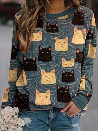 Long Sleeve Crew Neck Printed Sweatshirt