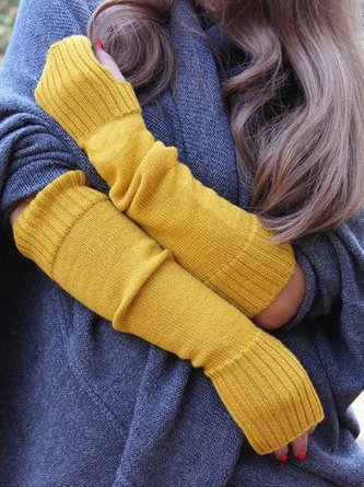 Yellow Sweet Cotton-Blend Gloves