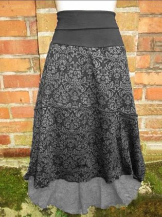 ANNIECLOTH Vintage Cotton-Blend Skirt