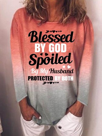 Blessed By God Spoiled By My Husband Ladies Long Sleeve Hoodies