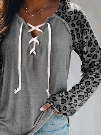 Vintage Striped V Neck Cotton-Blend Shirts & Tops