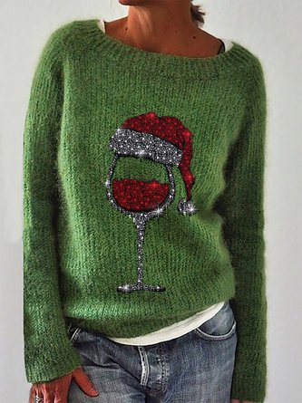 Green Christmas  Vintage Crew Neck Sweater