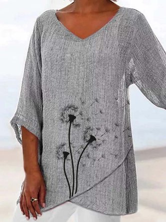 Women's Printed Casual V Neck Top