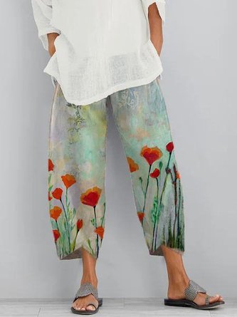 Floral print casual pants