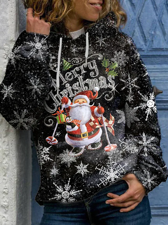 Christmas Santa Claus Casual Cotton Blends Regular Fit Sweatshirt