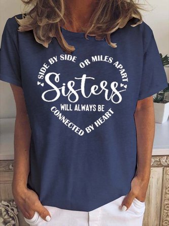Letter Crew Neck Short Sleeve Casual Summer T shirt