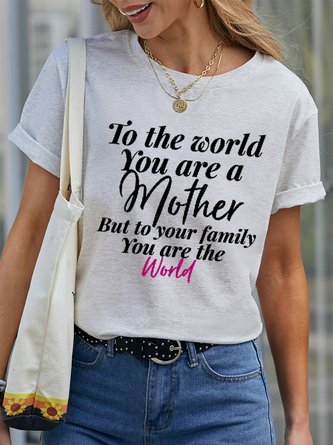 Letter Crew Neck Cotton Short Sleeve Casual Daily Summer T shirt