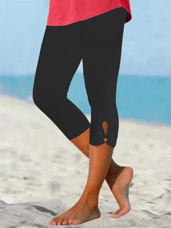 Plain color, no pattern, hollow out metal circle, tight, high elastic waist pants, leggings and Capris