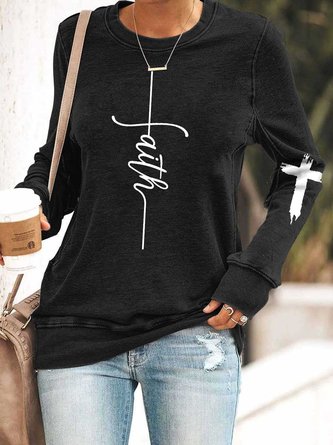 Women Faith Long Sleeve Casual Sweatshirts