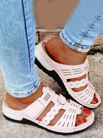 Comfortable Soft Sole Cutout Wedge Sandals
