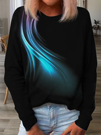 Casual Ombre Autumn Spandex Micro-Elasticity Loose Long sleeve Regular H-Line Sweatshirts for Women