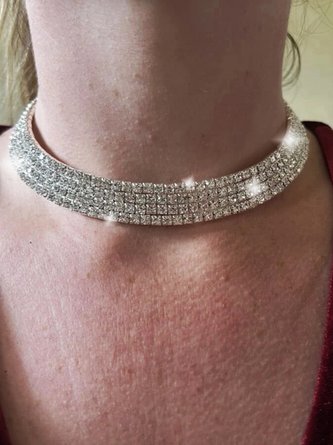 Elegant 1-5 Row Full Diamond Necklace Party Necklaces