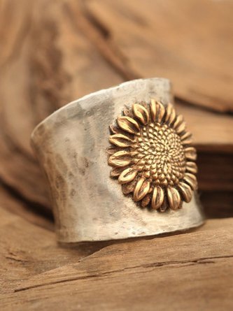 Vintage Ethnic Sunflower Distressed Rings Bohemian Matching Everyday Rings