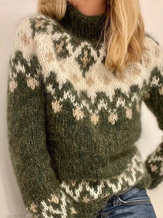 Boho Ethnic Turtleneck Sweater
