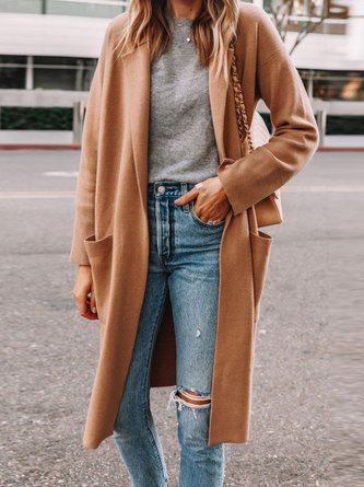 Casual Plain Wool/Knitting Other Coat