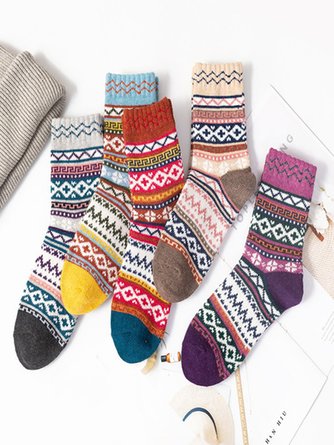Women Casual Paisley All Season Cotton Anti-Bacterial Household Christmas Over the Calf Socks Regular Socks