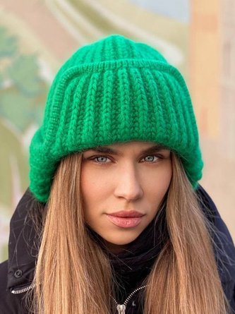 Casual Solid Color Woolen Hat Autumn Winter Warmth Thickened
