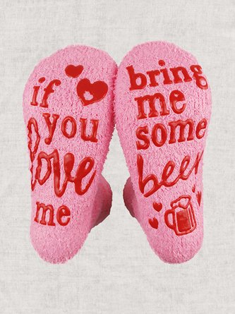 If You Love Me Bing Me Chocolate Coffee Wine Coral Fleece Floor Socks Valentine's Day Gift Accessories