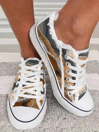 Abstract Printed Casual Lace-Up Canvas Shoes