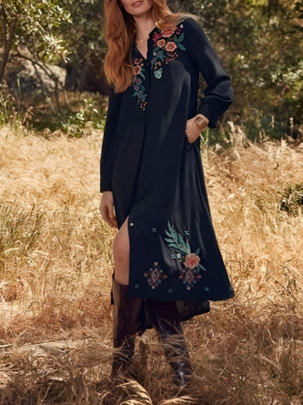 Knitted Floral Boho Dress