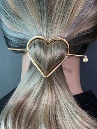 Casual Golden Retro Heart Pattern Inlaid Pearl Headwear Hair Roller Daily Home Commuting Jewelry