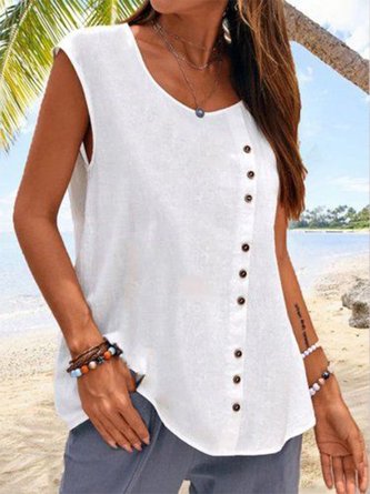 Buttoned Casual Cotton Top