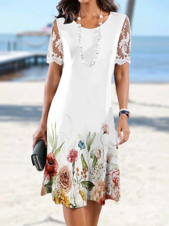Women's Lace Regular Fit Casual Floral Dress