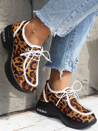 Leopard Solid Color Air Cushion Sneakers