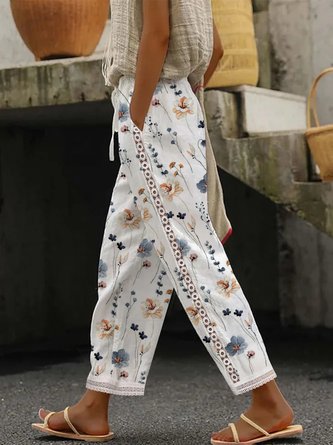 Lace Casual Loose Floral Pants