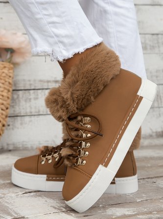 Women Lace-Up Warmth Furry Boots
