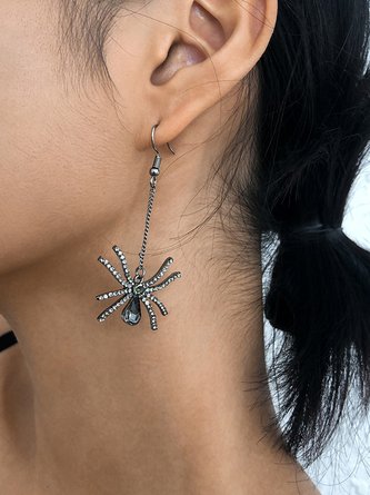Halloween Spider Web Pattern Crystal Dangle Earrings
