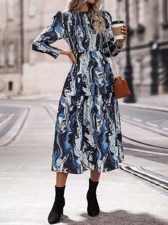 Casual Loose Abstract Dress With No