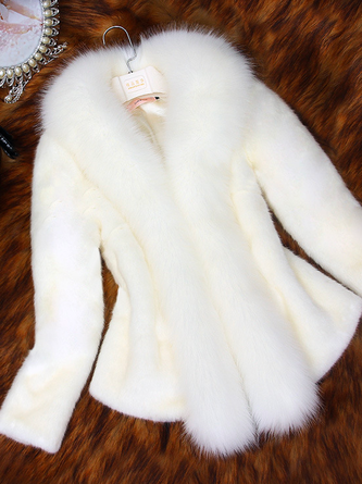 Fluff/Granular Fleece Fabric Regular Fit Elegant Plain Leather & Faux Leather